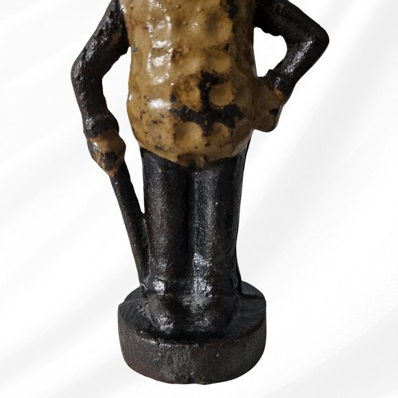 Lot of 2 Vintage Cast Iron Mr Peanut Banks 5.5 and 7.5 Tall Heavy - Picture 5 of 12